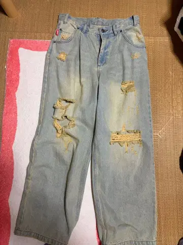 9090 wudge boy 데미지 데님 팬츠