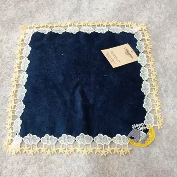 치카자와 레이스 타월 손수건 바쿠 네이비 chikazawa