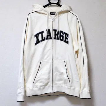 XLARGE 지퍼 후드티 아이보리 풀 집업 파이핑 라인 아치
