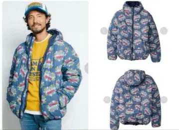 택 포함 SUPER HYSTERIC 패턴 데님 후디드 블루종