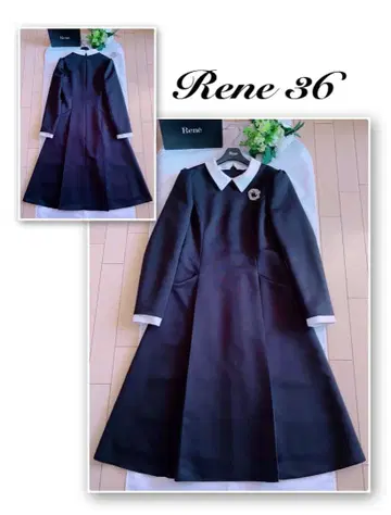 Rene 화이트 카라, 카프스 긴팔 원피스 36 새상품급 foxey