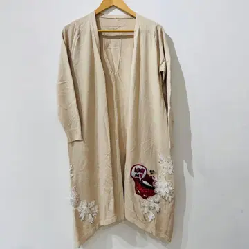 COOLATIQUE 자수 베이지 롱 코트