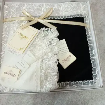 치카자와 타월 손수건 셔링 네이비 화이트 chikazawa