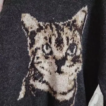 니코앤드 niko and - 고양이 니트 스웨터 고양이 차콜 그레이