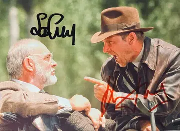 숀 코네리 & 해리슨 포드 친필 사인 사진 kkm