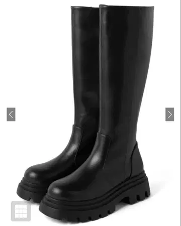 가죽 통굽 롱 부츠