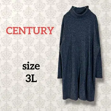 센추리 [ 3L ] 터틀넥 리브 니트 원피스 빅 사이즈 미디 기장