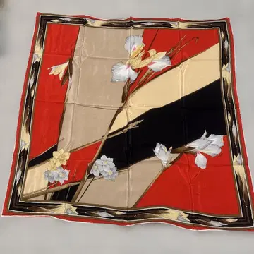 LEONARD 실크 스카프 꽃무늬 빨간색