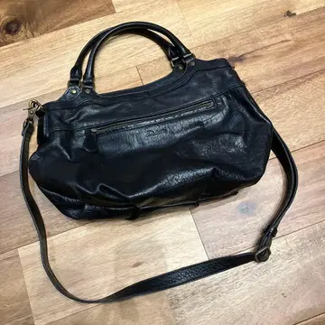 다코타 블랙 가죽 핸드백 숄더백