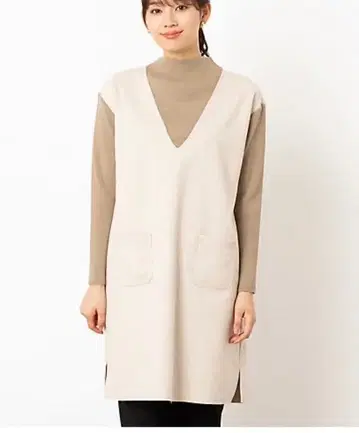 연말 가격! 로브제 베이지 튜닉 원피스 포켓 부착