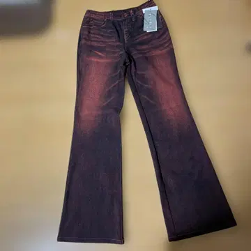 PLUSIV 캐주얼 팬츠 블랙 레드 신축성 택 포함