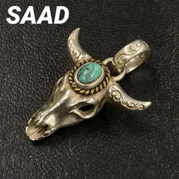 SAAD 사드 터콰이즈 버팔로 스컬 펜던트 탑 실버