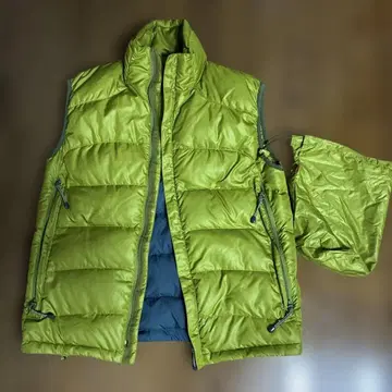 MILLET 리버서블 다운 베스트 M 게코 그린/네이비