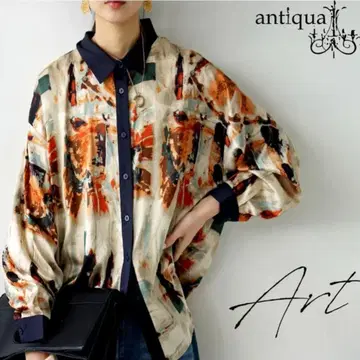 미사용 antiqua 아트 패턴 긴팔 셔츠