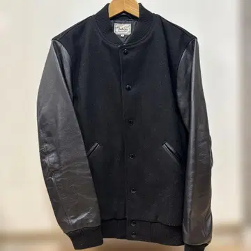 울 레더 바시티 자켓 FREAK'S STORE L 사이즈 블랙