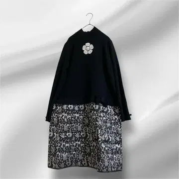 빅 사이즈 super Beauty 까멜리아 니트 다운 레이스 원피스 44