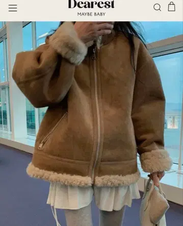 dearest 한국 브라운 무스탕 코트