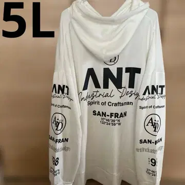 남성용 오버 사이즈 후드티 5L 화이트 영어 스트릿