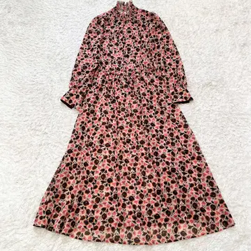 ANAYI 하이넥 플라워 프린트 롱 원피스