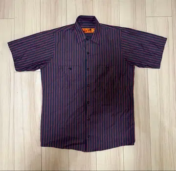 RED KAP 레드캡 반팔 워크 셔츠 S 네이비 x 레드 스트라이프