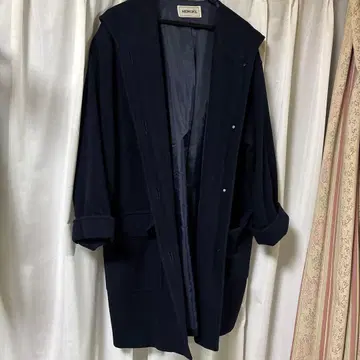 온워드 카시야마 네이비 후드 부착 울 코트 L 사이즈