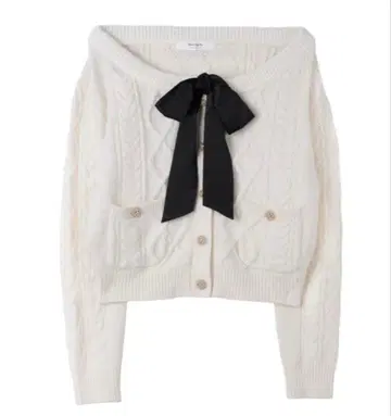 Aerienne Cable-Knit Ribbon Cardigan