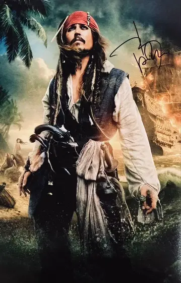 캐리비안의 해적 조니 뎁 친필 사인 사진 보증서 포함