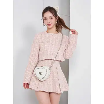 Darich 트위드 숏 자켓 스커트 셋업 핑크