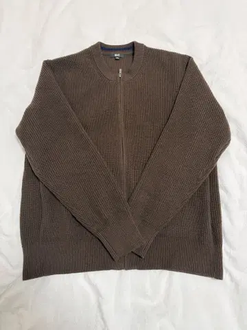 유니클로C 크루넥 풀집업 가디건 XL 다크 브라운