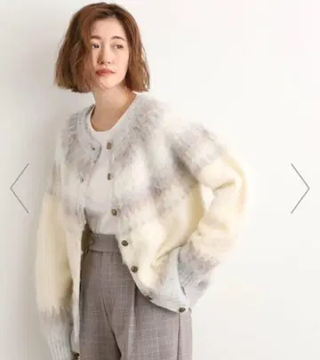 grove 편심 패턴 자카드 니트 가디건 따뜻한 니트 코트