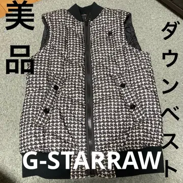새상품급 G-STAR RAW 지스타로우 다운 베스트 하운드 투스 패턴