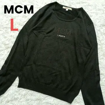 MCM 니트 스웨터 여성용 L 블랙 스팽글 로고