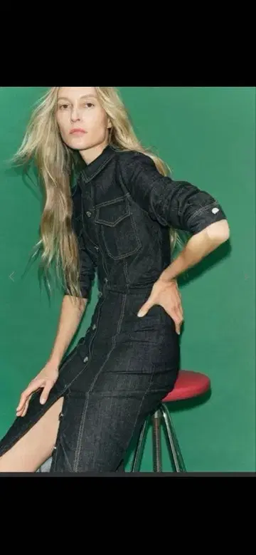 블랙 데님 원피스