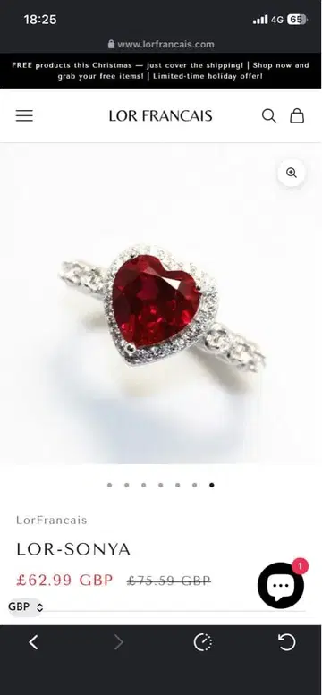 lorfrancais LOR-SONYA 하트 모양 반지 6호