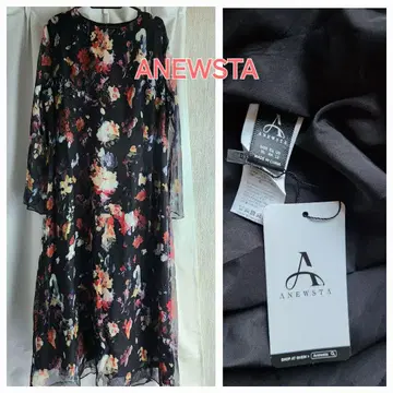 택 포함 새상품 XL 이상 중국 브랜드 꽃무늬 롱 드레스 원피스 블랙