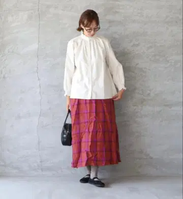 SETTEN 개더 슬리브 화이트 블라우스 넉넉한 코튼 셔츠 미사용 새상품