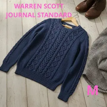 저널 스탠다드 코튼 아란 니트 M 인디고 염색 케이블 짜임