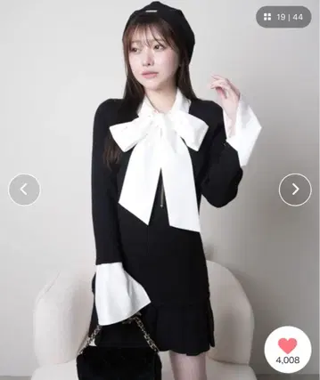 LIP SERVICE 립 서비스 프론트 ZIP 니트 플리츠 원피스