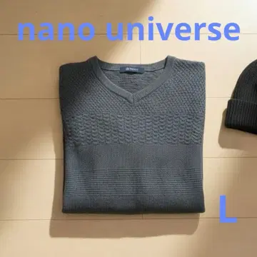 nano universe 그레이 V넥 니트 스웨터 절개 디자인