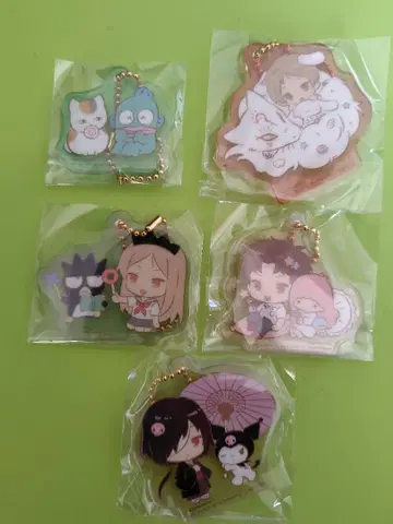 나츠메 우인장 산리오 캐릭터즈 콜라보 아크릴 키링 2종 5개 세트