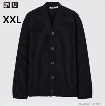 UNIQLO U 프리미엄 라무 리브 V넥 가디건 XXL 블랙 블랙