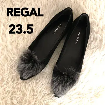 REGAL 퍼 플랫슈즈 23.5cm