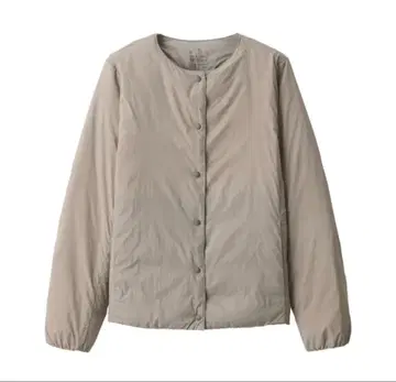 무인양품 경량 다운 포켓터블 노카라 자켓 라이트 베이지 XL