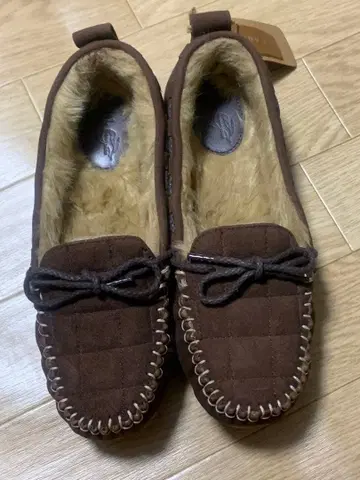 FeeL 여성용 천연 가죽 모카신 방한 다크 브라운 박스 없음