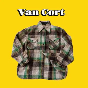 Van Cort 빈티지 70s 구제 의류 두꺼운 플란넬 셔츠 L BORO