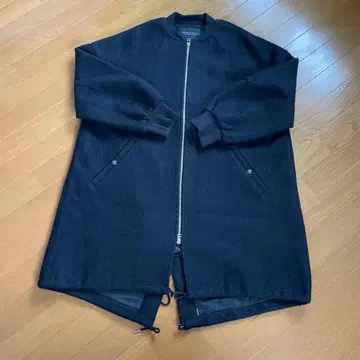 블랙 플리스 롱 코트