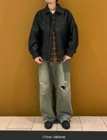 프릭스스토어 인조 가죽 점퍼 블랙 M