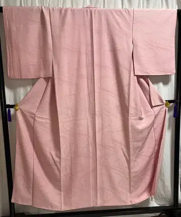 순수 실크 이로무지 기모노 옅은 핑크 144cm