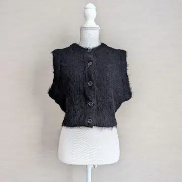 FUMIE TANAKA 모헤어 니트 베스트 후미에 타나카 블랙