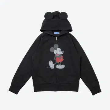 디즈니 리조트 미키 귀 달린 후드티 블랙 L 사이즈